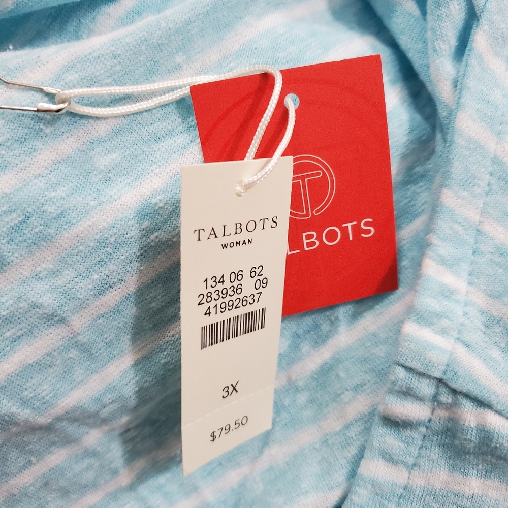NWT T by Talbots Activewear Dress Turquoise Aqua Striped Sleeveless Nautical 3X - Picture 10 of 11